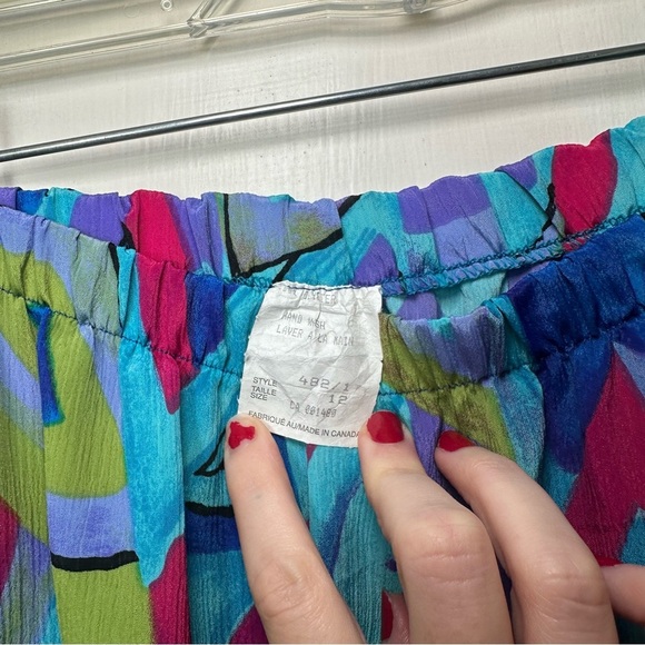 Vintage  Abstract 80’s print elastic waist midi skirt - Picture 2 of 6